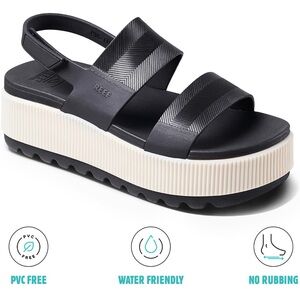 Reef Women's Black and Cream Platform Sandals